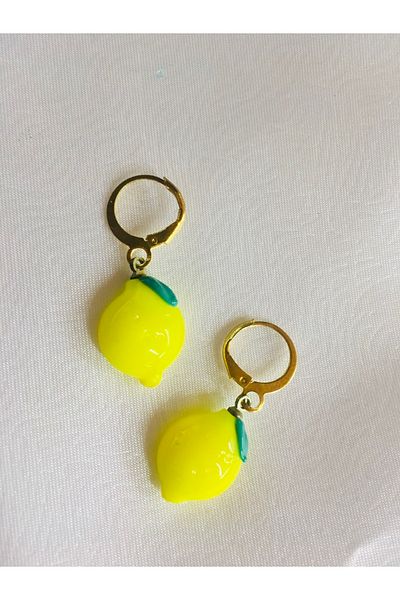 nazarboncuğu Handmade Glass Lemon Earrings