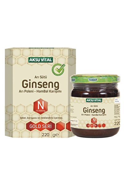 Aksu Vital Sepetse Arı Sütü Ginseng Arı Poleni Ham Bal Karışımı Gold Seri 220 Gr