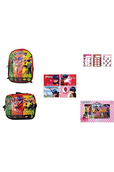 Miraculous Ladybug Characters Licensed Primary School Bag (10 Piece Set)