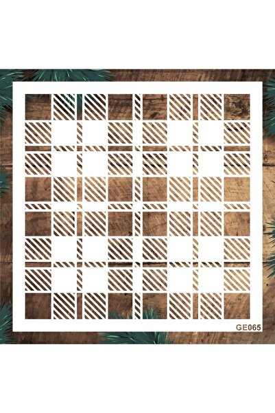 STENCİLTASARIM Stencil Tasarım Ge065 Ekose - Dekoratif Duvar Ve Eşya Boyama Ş...