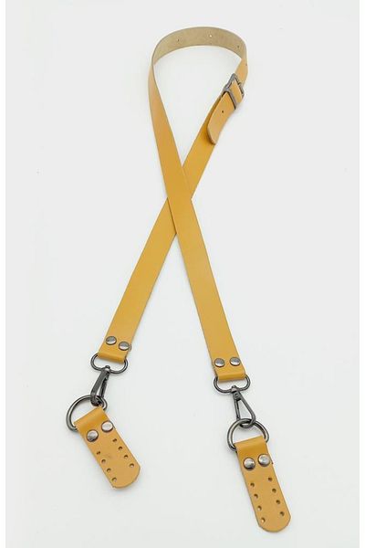 angel çanta aksesuar Real Leather Adjustable Long Handle 2.3x130 Mustard Smoke Metal