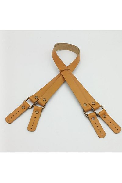angel çanta aksesuar Mustard Color Square Model Real Leather Bag Handle (Ancient Metal)