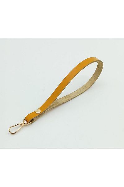 angel çanta aksesuar Genuine Leather Mustard Color Elcik Light Gold Metal