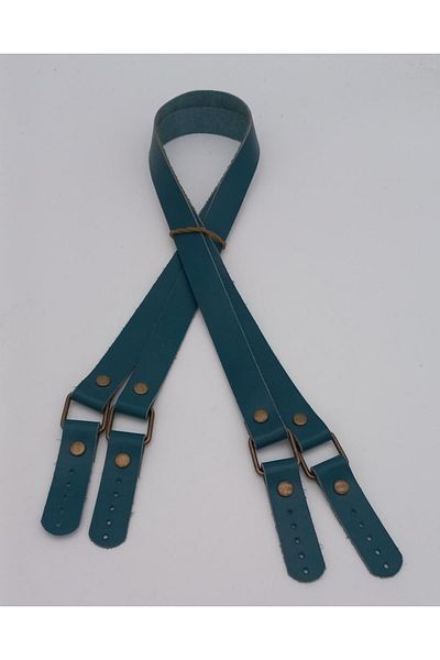 angel çanta aksesuar Turquoise Color Square Model Real Leather Bag Handle (antique Metal)