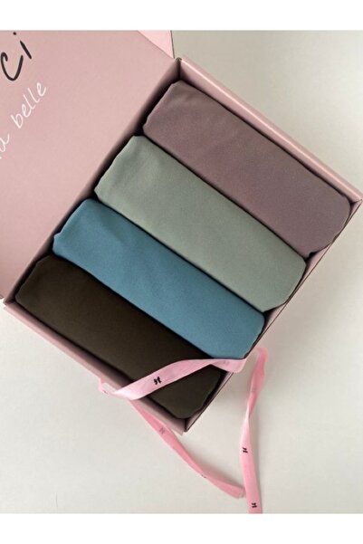 hijabchi طقم شال قطن ممشط مكون من 4 شال جيرسي ليكرا شال جيرسي حجاب ليكرا