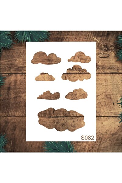 STENCİLTASARIM Stencil Tasarıms082 Bulut- Dekoratif Duvar Ve Eşya Boyama Şabl...