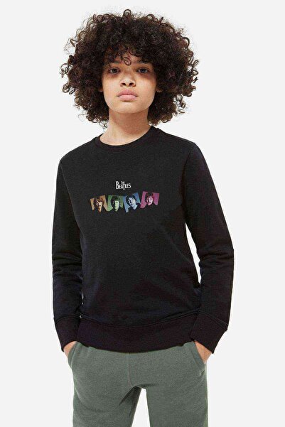 QIVI The Beatles Band Metal Rock Music Printed Unisex Kids Black T-shirt