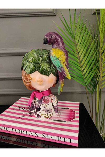 SZN DEKOR Papağanlı Kız, Dekoratif Papağanlı Kız Biblo , Papağan Heykel, Yeni...