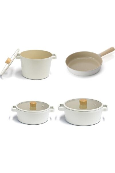 NEOFLAM Fika Aluminum Cast Pot and Pan Set with Glass Lid 7 Pieces