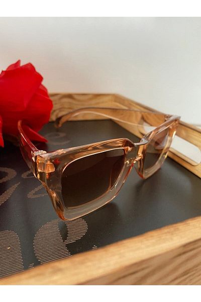 Mathilda Aksesuar Mia Thick Framed Design Glasses Honey Frame Brown Glass
