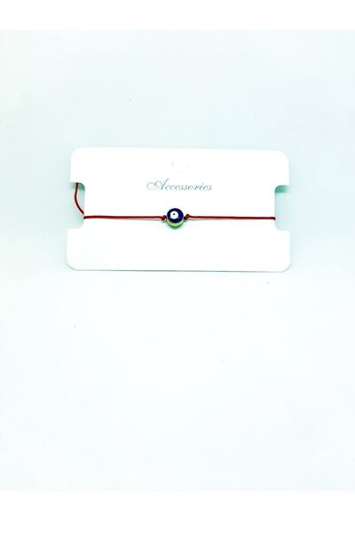 Kusakli Adjustable Red String Bracelet with Evil Eye Beads on the Back