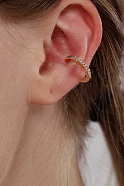 AURRARİ Gold Su Yolu Zirkon Earcuff Ayarlanabilir Küpe