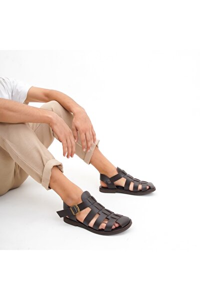 DaphneSandals Ανδρικά σανδάλια από γνήσιο δέρμα καφέ -