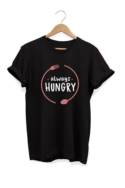 remonz Σειρά Food Always Hungry T-Shirt με στάμπα 100% βαμβάκι σε μεγάλο μέγεθος