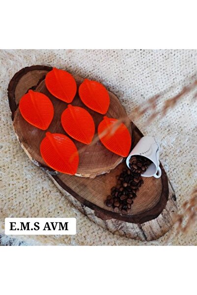 E.M.S AVM 6 Pieces Orange Color Leaf Pattern Coffee Side Presentation Bowl Tu...