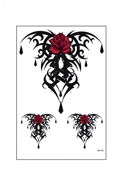 Mecit Tuhafiye Gül Ve Geometrik Şekil Geçici Dövme