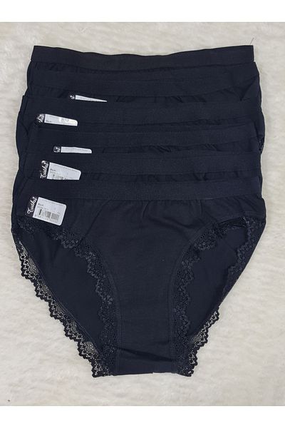 Tutku Pachet de 6 chiloți de bikini ușori din dantelă neagră
