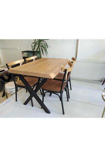 Bintaş Mobilya 4 Kişilik Kütük Masa Tonet Sandalye Takımı 120x75.cm