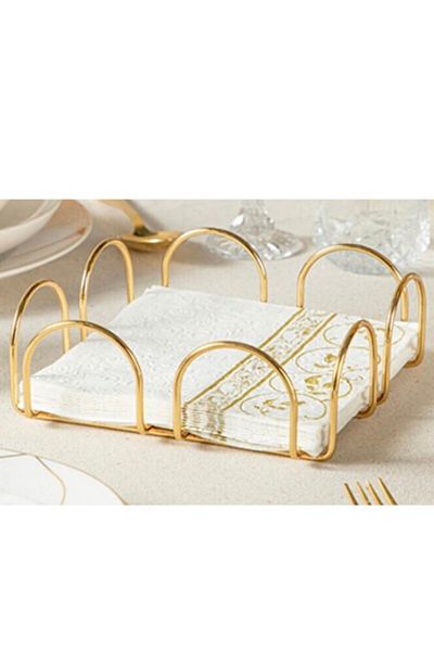 PAOLA HOME Napkin Holder Gold Metal Napkin Holder Square Horizontal Cafe Presentation Napkin Holder Table Top Paper Kitchen Napkin Holder