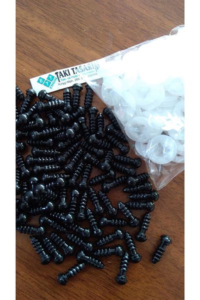 Engin TT Amigurumi Black Screw Eye Knitting Baby Eyes -6 Mm -25 Pairs (50 Pieces)