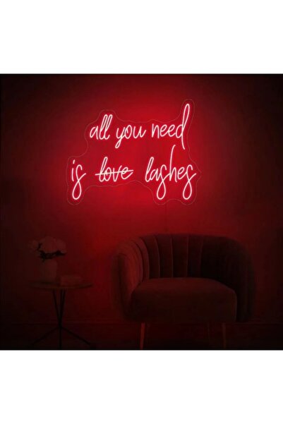 SMİLE CONCEPT All You Need Is Love Lashes-neon Led Dekoratif Duvar Yazısı Tab...
