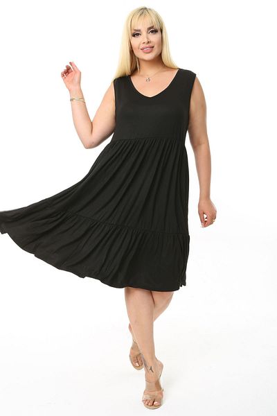 Madwilo Women's Black Plus Size Layered Dress