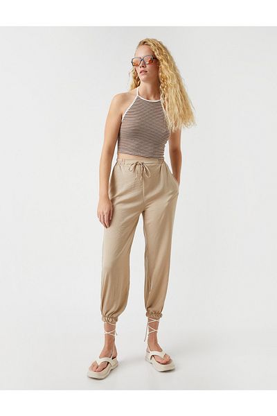Koton Hose mit Bindegürtel und Tasche