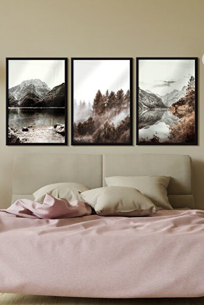 ÖZCANLAR ÇERÇEVE Çerçeveli Tablo Modern Sanatsal Dekorasyon Ev Dekoru Üçlü Çe...