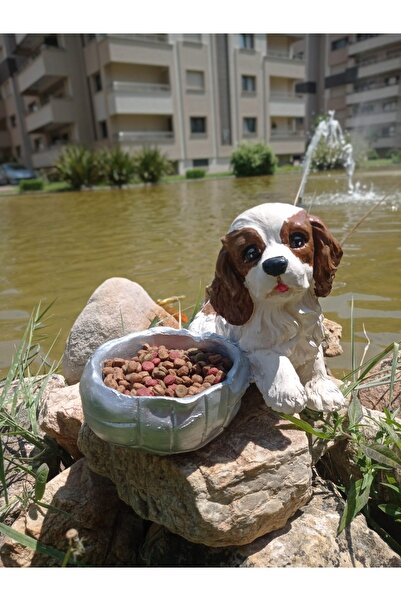 BilgeCe hoMe King Charles Cavalier Köpek Bahçe Heykeli Mama Kabı, Alçı Bahçe ...