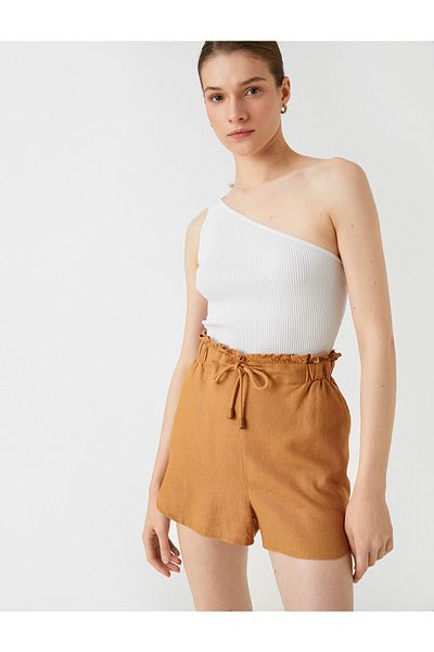 Koton Mini Shorts Linen Blended Tie Waist