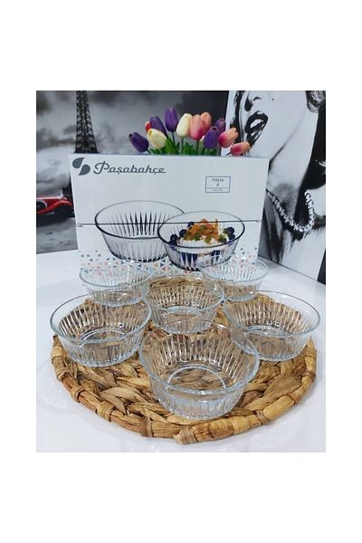 Paşabahçe Freesia 6-Piece Large Bowl Set - Glass and Snack Bowl (530156)