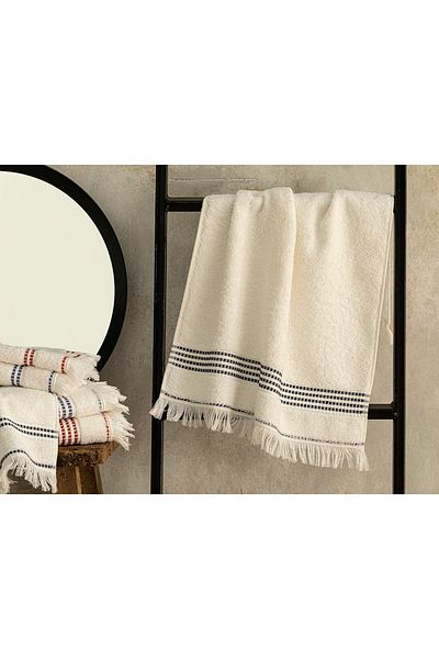English Home Πετσέτα προσώπου Nautical Cotton 50 X 70 cm Λευκό - Navy Blue