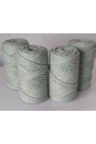 HÜKÜMRAN Τυφλό σχοινί μακραμέ 3 mm μονό στριφτό 250x4 τεμάχια πράσινο μέντας