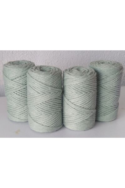 HÜKÜMRAN Τυφλό σχοινί μακραμέ 3 mm μονό στριφτό 250x4 τεμάχια πράσινο μέντας
