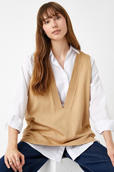 Koton Vestă de damă din păr de cămilă 2KAK93958OT