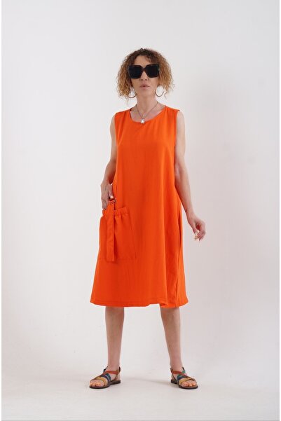 Zelish My Sister Rochie fără mâneci cu buzunar cu inel cu flori de rodie