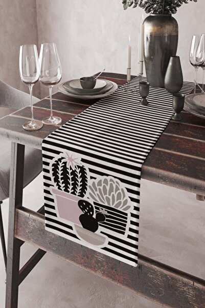 Viva Home 40x140cm Față de masă din țesătură premium din pene thailandeze, rezistentă la pete, Runner cu cactus Rnr133