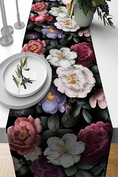 Viva Home 40x140cm țesătură premium din pene thailandeze, rezistentă la pete, pentru cârpă de masă, Runner Flower Garden Rnr448