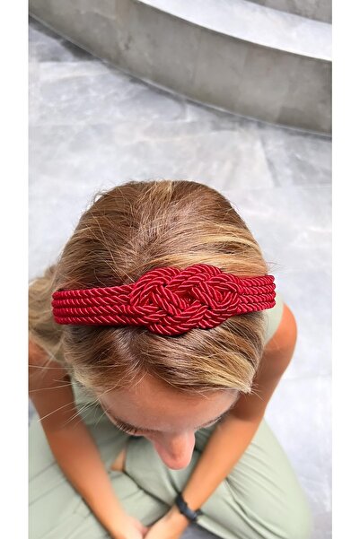 Kutcha Accessories تاج أحمر مصنوع يدويًا، تاج شعر، تاج محبوك