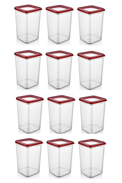 ASUDE Plastic Square Crystal Vacuum Storage Container 12 Super Set 1.20 Lt Zeyade