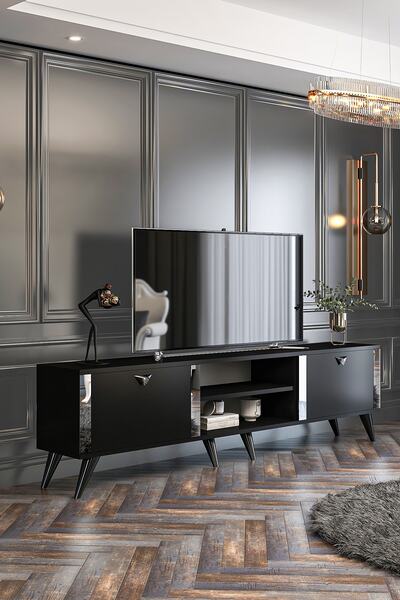 Givayo Mobilya Aspava Tv Ünitesi 180 Cm Gümüş Bant