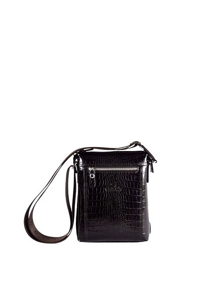 Eminsa Men's Brown Crocodile Leather Shoulder Bag