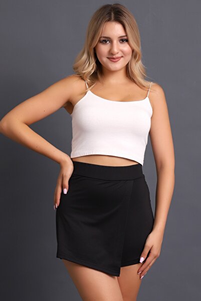 FUWEAR Siyah Kadın Şort Etek Kapaklı