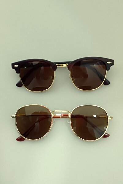 ModaLand Unisex 2'li Yeni Sezon Clup Master Yuvarlak Model Fırsat Güneş Gözlüğü