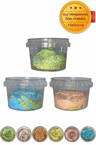 Hellove Simli Slime Işıltılı Ele Yapışmayan Slime Slaym 3 Renk Pofuduk Slime