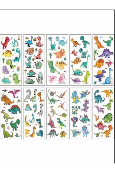 Bluoksweet 10 Farklı Yaprakta 100 Civarı Figür Sevimli Çizgi Geçici Çocuk Döv...