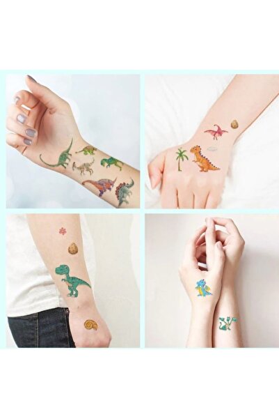 Bluoksweet 10 Farklı Yaprakta 100 Civarı Figür Sevimli Çizgi Geçici Çocuk Dövme (animal)