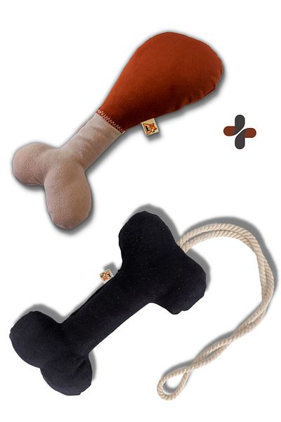 UTDpet Chicky Sound Bone Dog Toy + Bestie Traction Bone Dog Toy