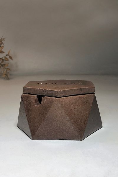 RocArt Home Hexagonal Concrete Ash Tray (Brown)