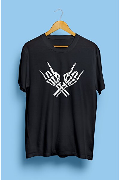 YQYQ Μπλουζάκι Unisex Rock Metal Sign Skeleton με τυπωμένο σχέδιο